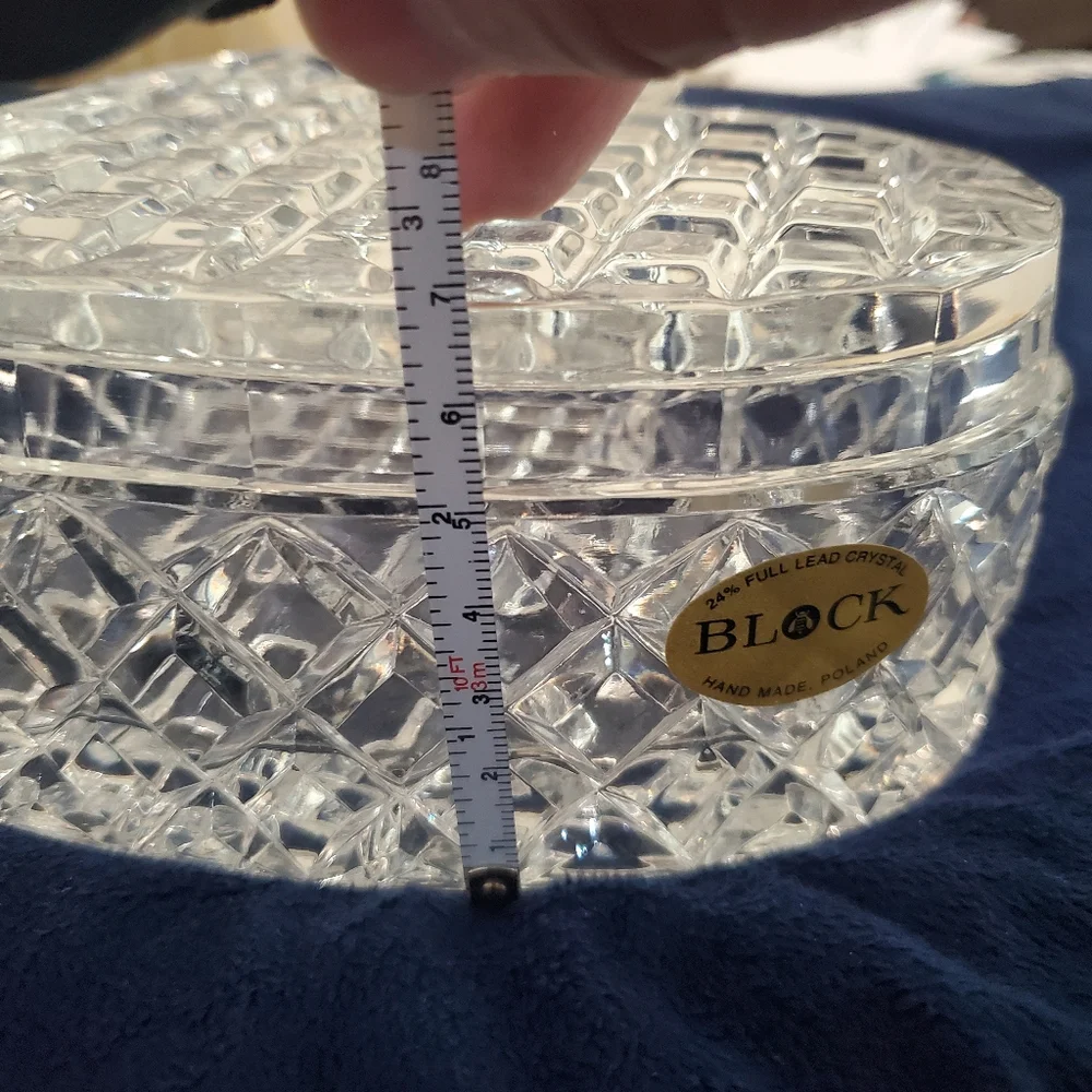 NWT Block Pegasus 24% Lead Czech Crystal Heart Trinket Jewelry Box w/ Lid